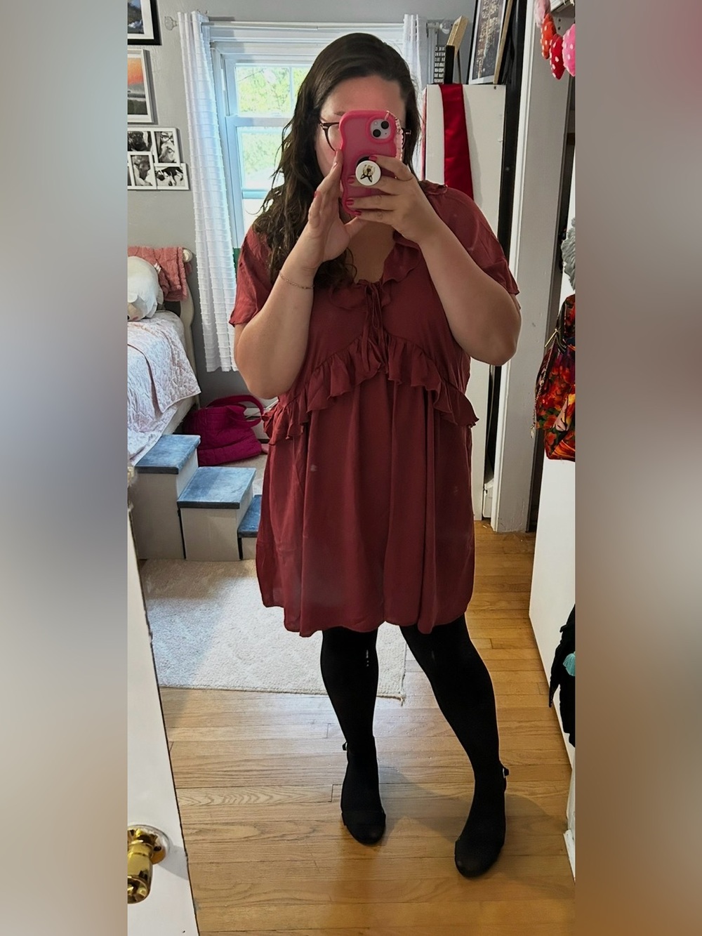 Old Navy Rose Ruffle-Trim Short Sleeve Dress